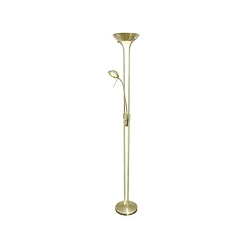 LED floor lamp 18 W with 5 W Color Reader Leather/Antique Gold