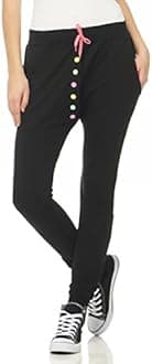 malito Buttons Boyfriend pants Harem pants Aladin Bloomers Baggy Yoga Women (S, black)
