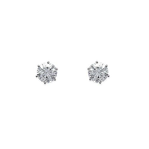 Helios Bijoux - Unisex 925 Solid Silver Star-Shaped Earrings with White Stones &amp; 3 mm Stems
