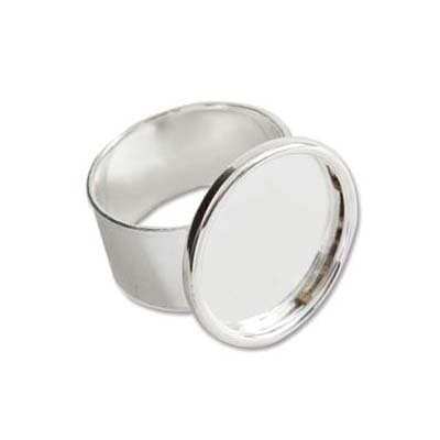 Nunn Design Bright Silver Plated Pewter Large Bezel Round Adjustable Ring
