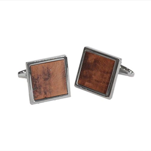 CuffsHaus Briar Wood Insert Square Cufflinks X2BRIAR1