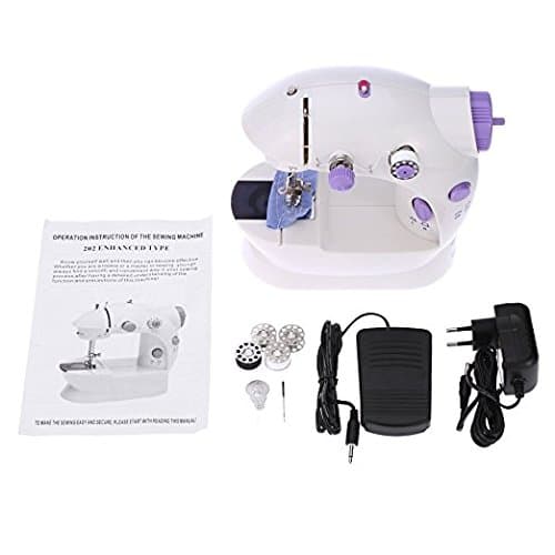 Portable Sewing Machine ,RainRR Portable Sewing Double Speed Mini Sewing Machine White and Purple