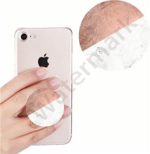 Rqumaog Multi-Function Mounts and Holder,Smart phones and Tablets Bracket,Expanding Stand and Grip for Smartphones and Tablets,cellular phone Holder socket Collapsible stylish modern rose gold white marble(white)