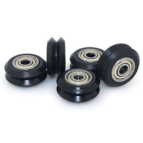 5x Double-V Type Plastic Passive Round Wheel with Bearings Idler Pulley Gear for 3D Printer (Plastic V Wheel)