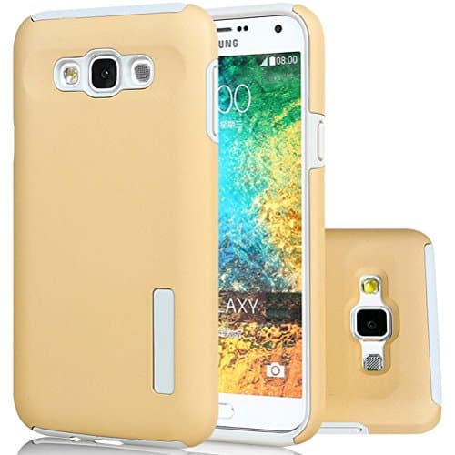 HICASER Galaxy E7 Case, Dual Layer Hybrid Case [Full Body] [Shock Absorbing] TPU Protective Hard Case Case for Samsung Galaxy E7 Gold