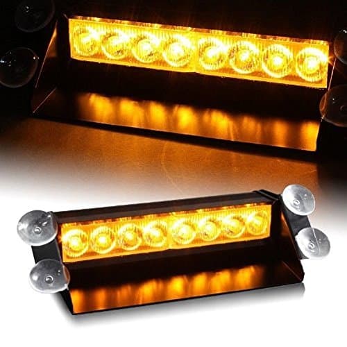 WASTUO 8 LED Warning Caution Van Truck Emergency Strobe Light Lamp Bar (Amber)