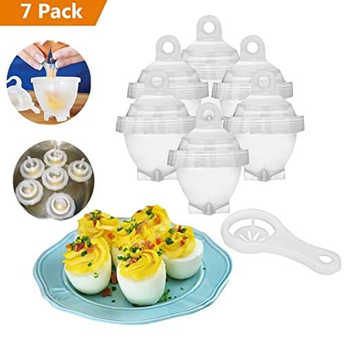 Egg Cookers, 7 PCS Eggies Boiled Egg Cooker Hard &amp; Soft Egg Maker with Egg Separator AS SEEN ON TV, BPA Free Non Stick Boiled Egg Maker without Egg Shell