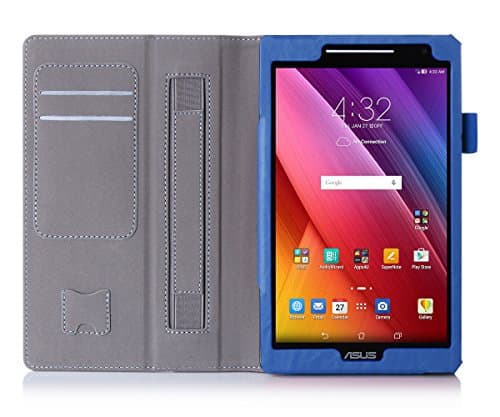 FORDREAMS Tablet Case Series Premium PU Leather Case All-Powerful Protective Stand Cover for ASUS Zenpad 8.0 inch Z380C Z380KL Z380M Tablet with Velcro Hand Strap and Card Slots (Blue)