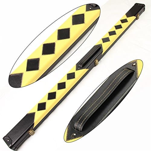 Luxury 3/4 YELLOW AND BLACK DIAMOND Leather Patch Effect Snooker Pool Cue Case