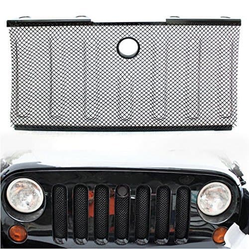 iPerfect Black Stainless Front Hood Grille Bug Screen 3D Mesh Grill Insert for Jeep Wrangler Rubicon Sahara Jk 2007-2015 by iPerfect