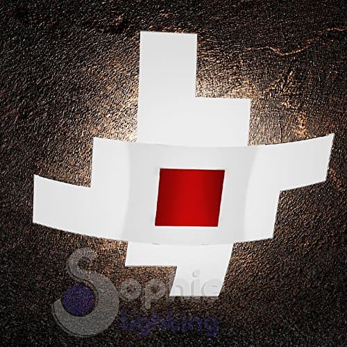 Ceiling light ceiling lamp 55 x 55 Modern Design Elegant Minimal 2 Overlapping Glass Crossover Steel Red Living Room Bed Bath Tetri 55 RO Sophie Lighting