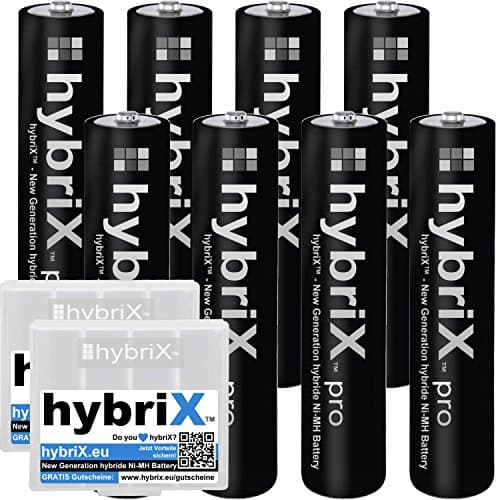 8-Pack Box Pro black includes 8x Micro AAA hybrid rechargeable batteries in box. The next Generation of Hybrid Batteries pack of 8.