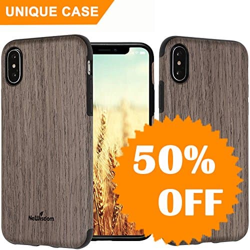 NeWisdom 1.iPhone X Case, iPhone X Wood Case Stylish Unique Slim Soft Rubberized Thin Wood Layer over Rubber Case Cover for Apple iPhoneX - Blackrose