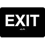 ADA Exit Sign, 6"x4", Braille Grade II + 3M Double Sided Tape (Black)