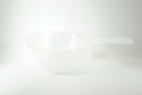 Plastic Washing Bowl with Colander with Handle Set (Clear)