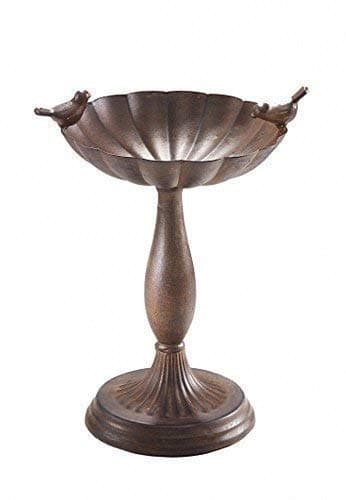 linoows Retro Bird Bath in Shell Shape, Antique Bird Bath, Iron Rust Brown