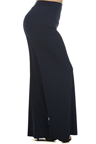 Plus Size Women's High Waist Stretchy Solid Palazzo Pants Made in USA 3X Navy