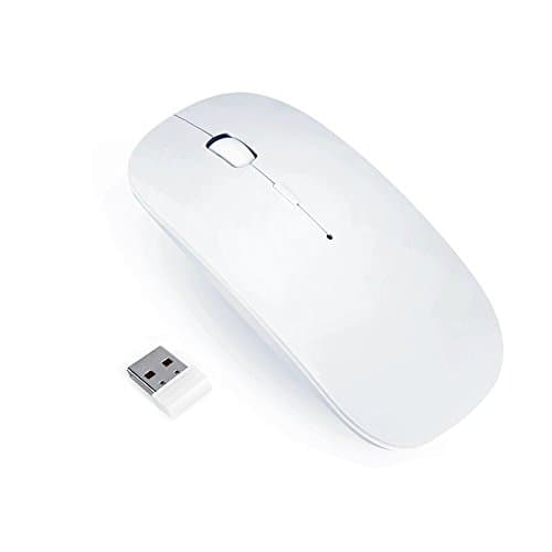 Wireless Mouse, YAWALL2.4G Slim Rechargeable Wireless Mouse with USB Receiver,3 Adjustable DPI Levels for Notebook, PC,MAC, Laptop, Computer, Macbook - Black (white)