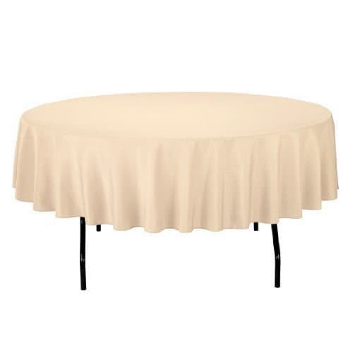 LinenTablecloth 90-Inch Round Polyester Tablecloth Ivory