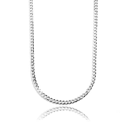 18 Inch .925 Sterling Silver Rhodium Plated Solid Cuban Curb Link Chain Necklace, 3.8mm