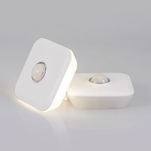 Indoor Motion Sensor LED Night Light, USB Rechargeable Stickable Cordless Auto On Off Light, White Warm Light for Office,Kitchen,Bedroom,Hallway, WISBEAM 2 Pack