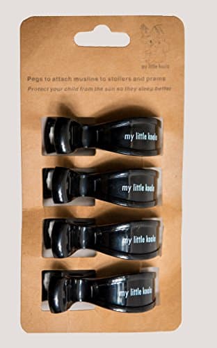 Pram Stroller Buggy Clip Clasp Peg Gripper for Holding Blankets muslins Toys Nursing Cover Sun Canopies - Black - 4 in a Pack