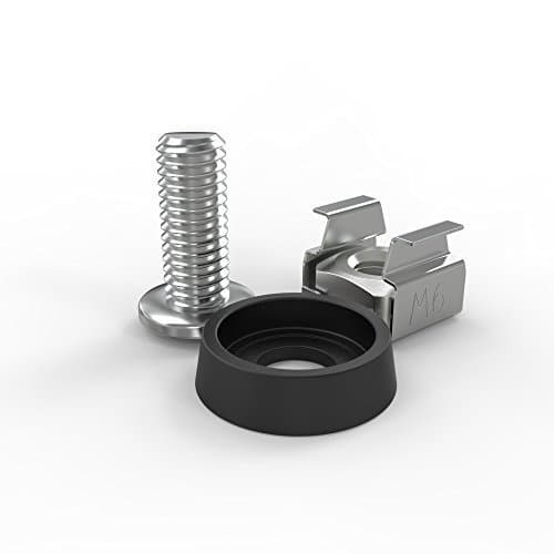 50 Pack Server Rack Enclosure &amp; Cabinet M6 Cage Nuts &amp; Mounting Screws PowerJive Hardware Kit with washers [Silver]