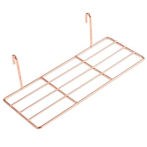 Qinghu Metal Straight Shelf Rack for Grid Panel Mountable Wire Organizer Mesh Display Organizer Rack(Rose Gold)