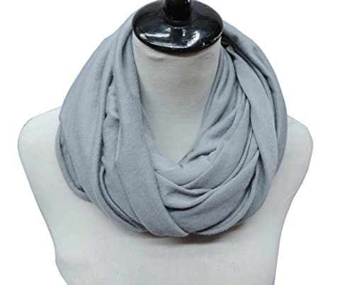 DG Fashion Super Soft Cotton Solid Infinity Scarf Snood Loop Jersey Shawl (Light Grey)