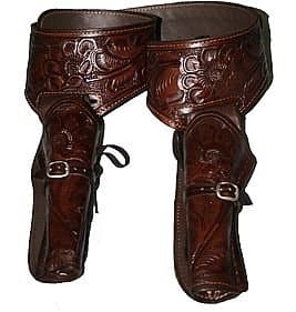 22 Caliber Brown Leather Double Gun Holster