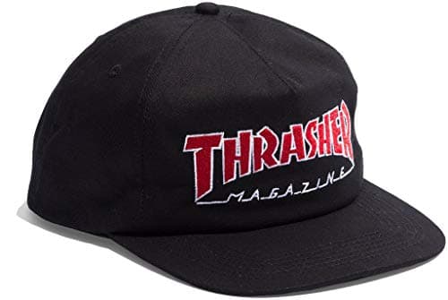 Thrasher Magazine Outlined Logo Unstructured Snapback Hat - Black/Red