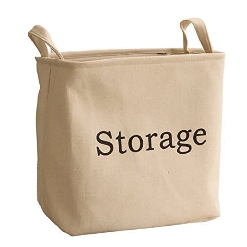 Artifi Foldable Storage Bin Storage Baskets Large Square New 100% Natural Linen &amp; Cotton Fabric Storage Bin Storage Basket Organizer, Laundry Hamper for Blouse T-shirt Underwear etc., (Beige)