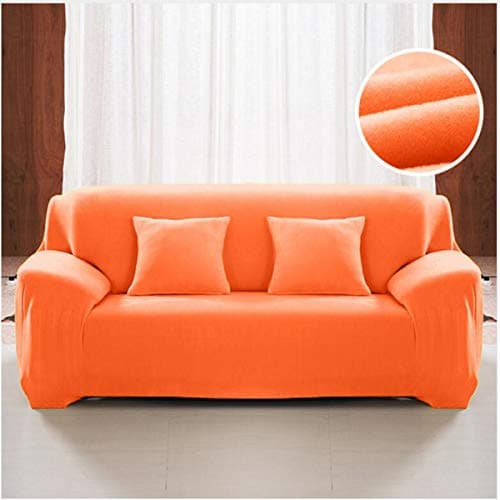 WILL Sofa Cover 1 2 3 4 Seater Thick plush Sofa Slipcover Stretch Anti-skid Sofa Protector Pure Color Elastic Settee Chair Loveseat Couch,orange,3seater [Energy Class A]