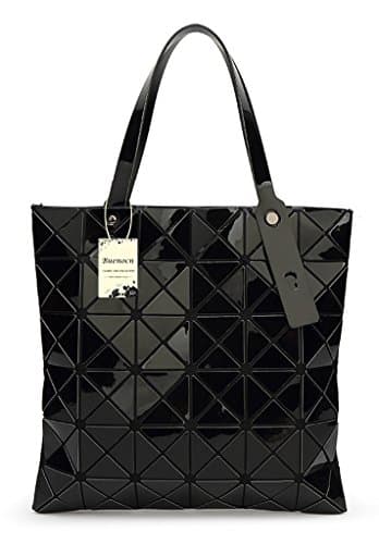 Womens Checkered Tote Bag,PU Leather Geometric Diamond Split Joint Shoulder Bag Top Handle Bag