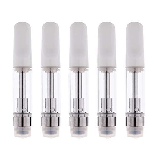 5 Pack 0.5 / 1ML Ceramic Wickless Cartridge Thick O-i-l & D-i-s-t-i-l-l-a-t-e For C-C-E-L-L (0.5ML, White)