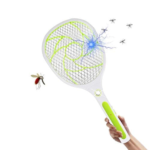 EXTSUD Bug Zapper Racket Mosquito Killer, Wasp Bug Mosquito Swatter Zapper, USB Rechargeable LED Lighting Double Layers Mesh Safe Protection for Indoor Travel Campings and Outdoor (Green)