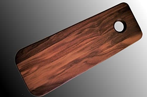 Wooden cutting bread board Extra Large, Made From Solid Black Walnut For Slicing Large Loaves or Serving Bread and Cheese With Hanging Wole Handle. Handmade By Pacific Wood In the USA.
