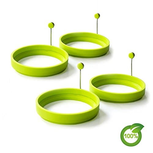 Silicone Egg Ring Nonstick Fried Egg Mold Egg Pancake Mold Kitchen Pancake Rings FDA-approved and 100% BPA-free(4-pack)