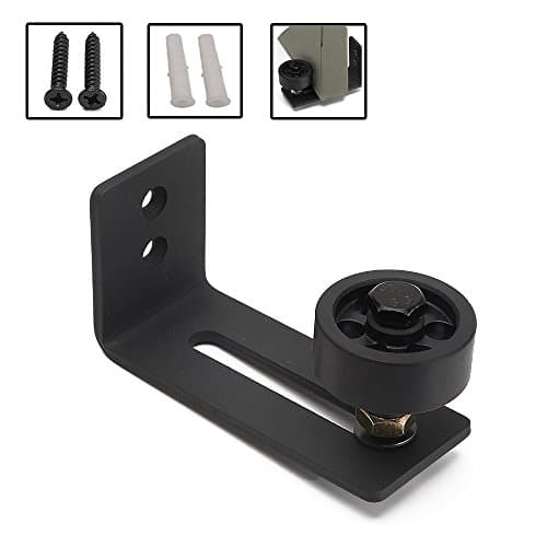 Adjustable Stay Roller Guide Heavy Duty Barn Door Floor Guide MULTAGFY Wall Mounted Door Wheel Hardware for Sliding Door Roller Smooth Durable Black Powder Coated (Round Wheel)