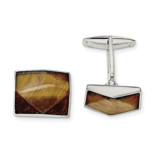 Sterling Silver Tigers Eye Cuff Links