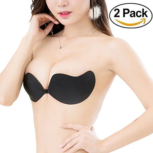 Defang Push Up Bra Self Adhesive Invisible Bra Backless Reusable Bra For Women Pack Of 2 (C, Beige,Black)