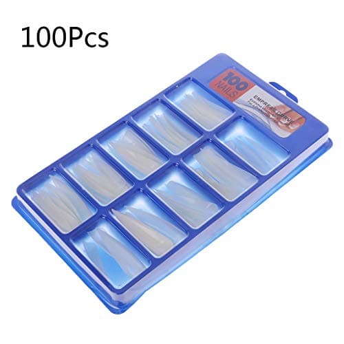 vlook001 100pcs False Nail Tips Sharp Transparent Long Full Cover Nail Tips Kit Nail Art Accessories