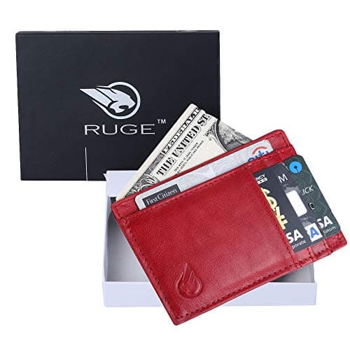 Ruge Front Pocket Minimalist Leather Slim Wallet RFID Blocking Medium Size