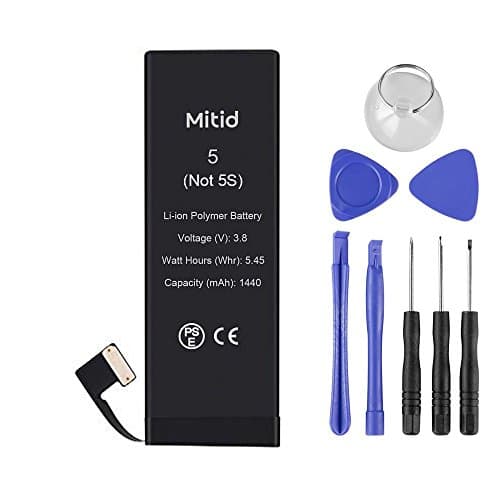 Replacement Batteries for iPhone 5 with Repair Kit by Mitid, Li-ion Battery Replacement with Tools