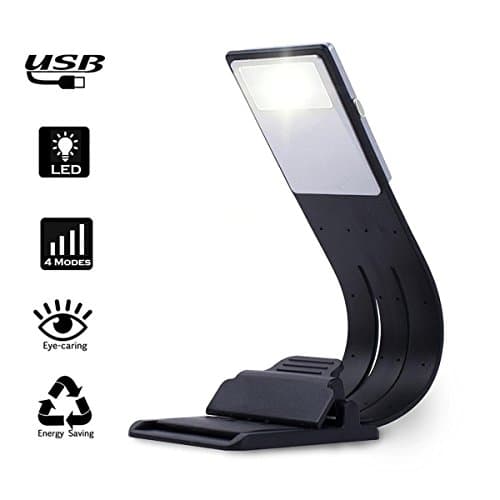 Yodot Clip-on Book Light, LED Reading Light with USB Rechargeable, Adjustable 4 Level Brightness Flexible Night Reading Lamp Multifunctional as Bookmark Desk & Bed Lamp for Kindle, Book, iPad