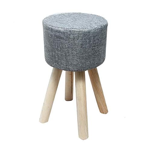 Wembley Stool Pouffe Ottoman Wood Small Step Stools with Removable & Washable Cover (20 Inch, Grey)
