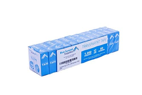 Transparent Tape, 3/4'' Width, 1000 inches Length, Specially Designed for Spindle core tape dispensers, 12,000 Total Inches, 12 Pack