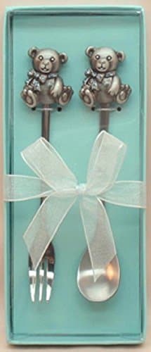 Teddy Bear Spoon &amp; Fork Set - Blue