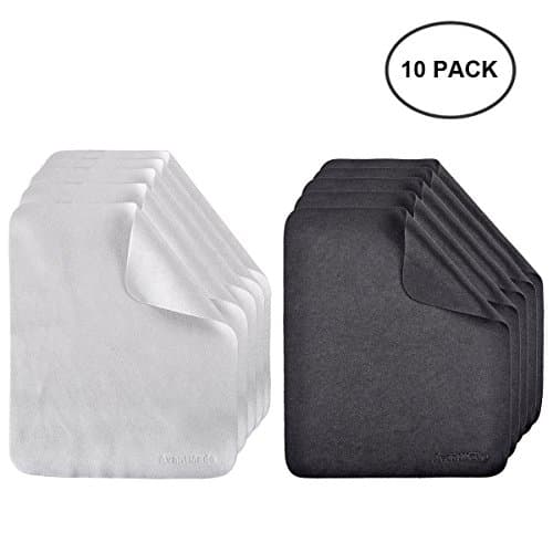 (10 Pack)AvantMade Double-sided Microfiber Cleaning Cloth For All LCD Screens, Tablets, Cell phone,Camera Lenses, Magnifying Glass, Crystal, Mirror, Metal, etc.in Black and Grey.
