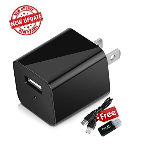 Phone Charger Camera Full 1080P Motion Detection Activated Camera Mini USB Wall Charger Adapter Camera Security Camera Nanny Camera with Internal 32GB SD Card Black[UPGRADED VERSION]